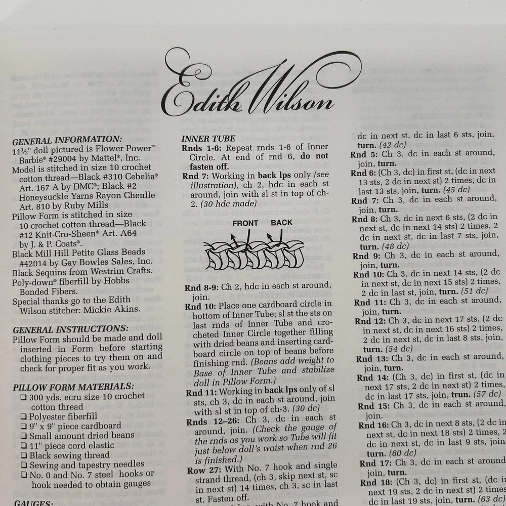 Edith‎ Wilson Barbie Crochet Pattern – First Ladies of America Collection